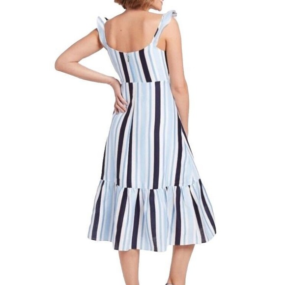 NWT Draper James Sz 10 Blue & White Stripe Midi Dress Sleeveless Modern Classic - Picture 2 of 14